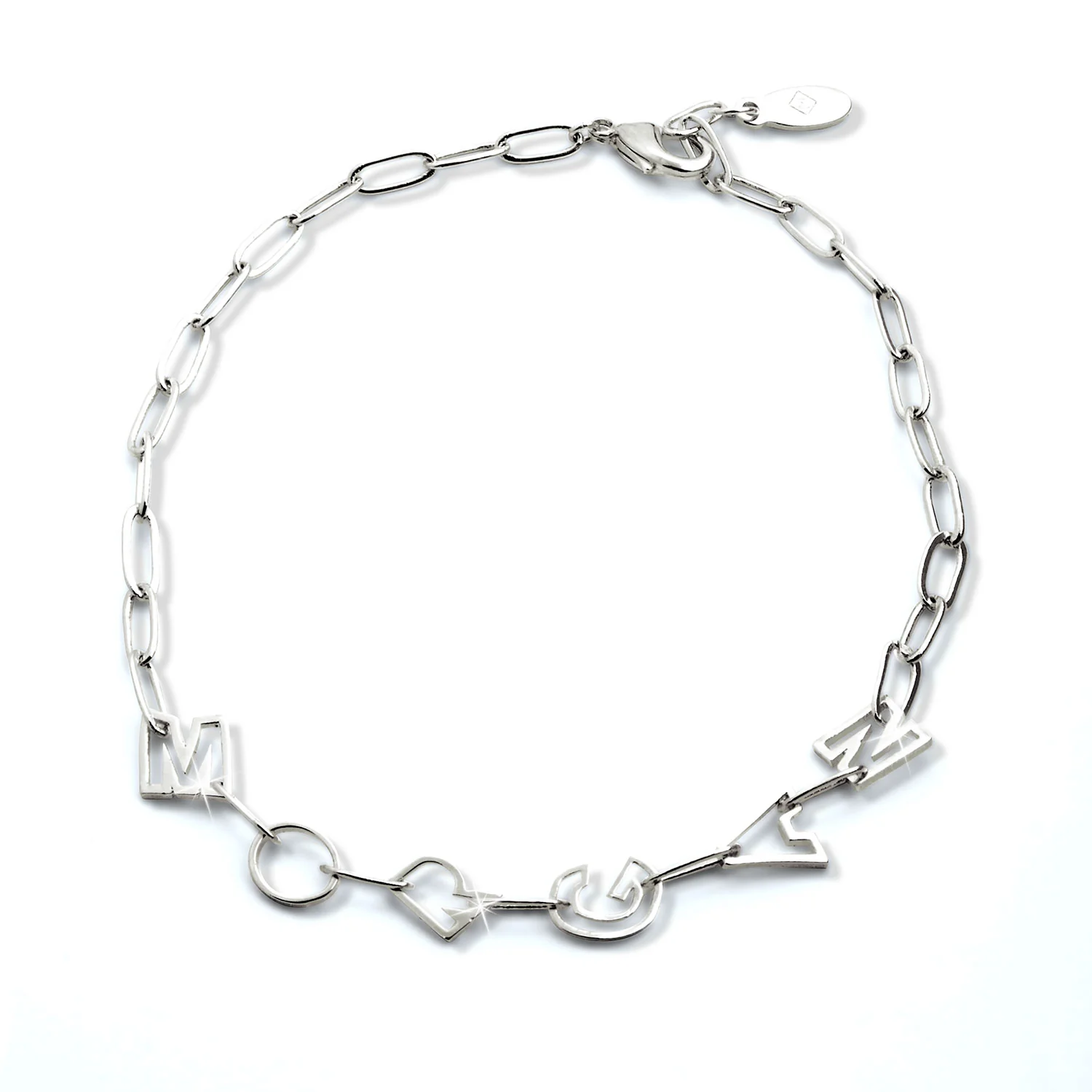 Open Letter Name Paperclip Chain Bracelet - Image 2