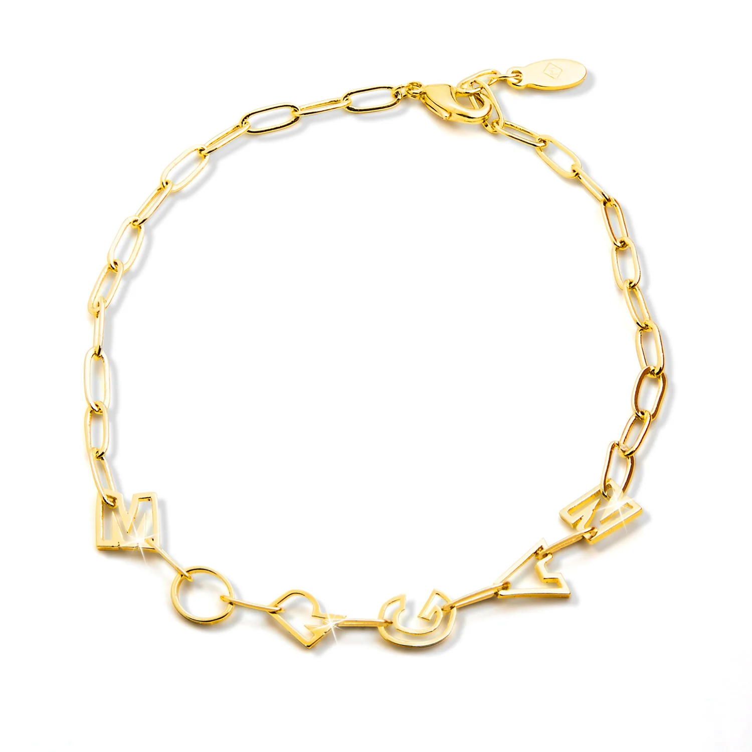 Open Letter Name Paperclip Chain Bracelet - Image 4