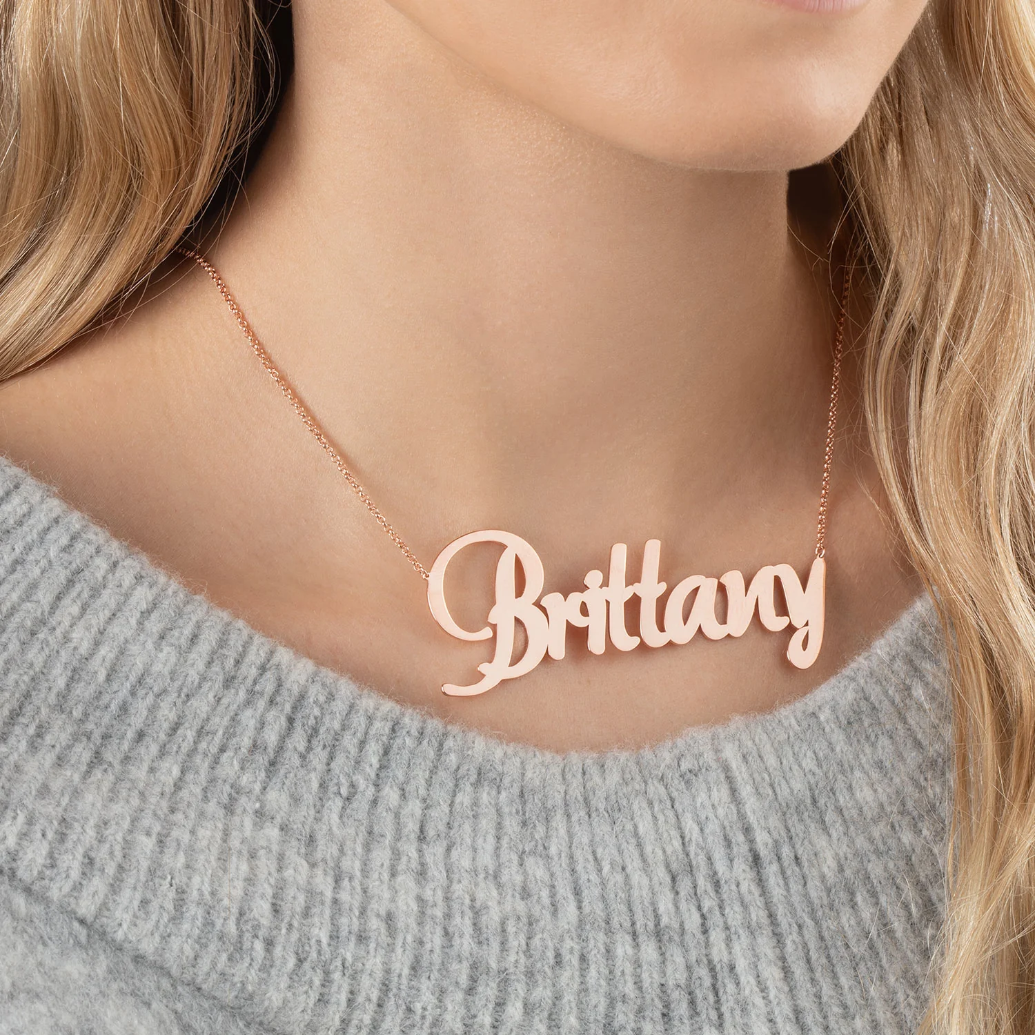 Outrageous oversized 14K Rose Gold Plated Name Necklace - Image 2