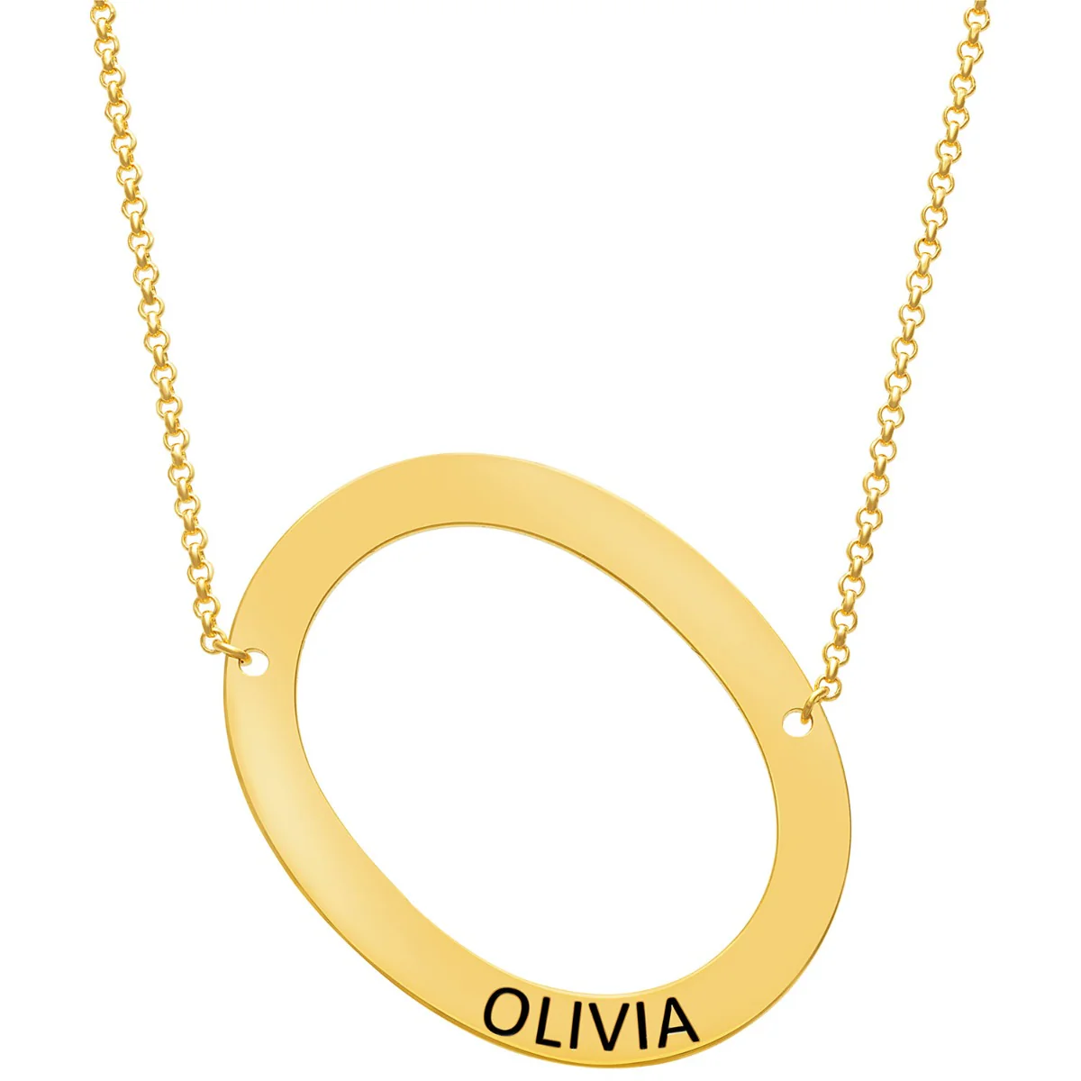 Oversized Initial with Engraved Name Station Necklace - Image 3