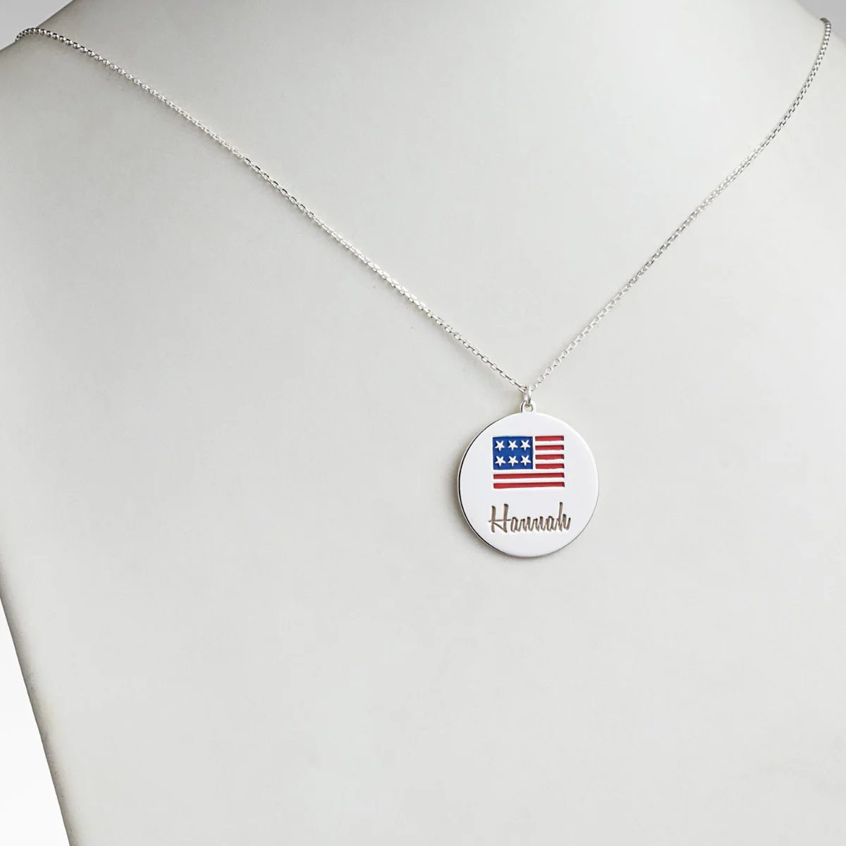 Patriotic Name with Enamel Flag Necklace - Image 2