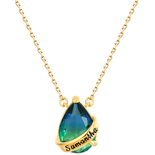Personalized Banner Iridescent Crystal Teardrop Necklace - Image 4