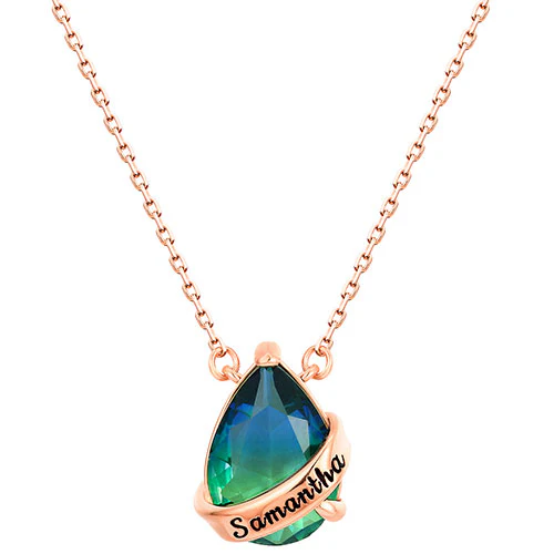 Personalized Banner Iridescent Crystal Teardrop Necklace - Image 6