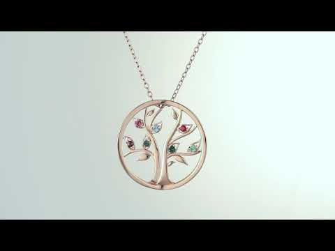 Personalized Birthstone Tree of Life Necklace- 14K Gold Plated - Image 7