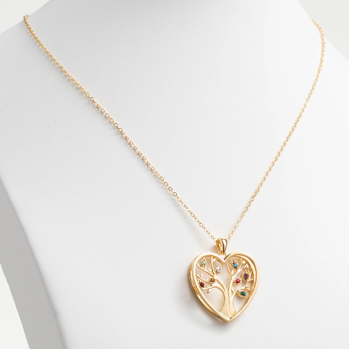 Personalized Birthstone Tree of Life Necklace- 14K Gold Plated - Image 3