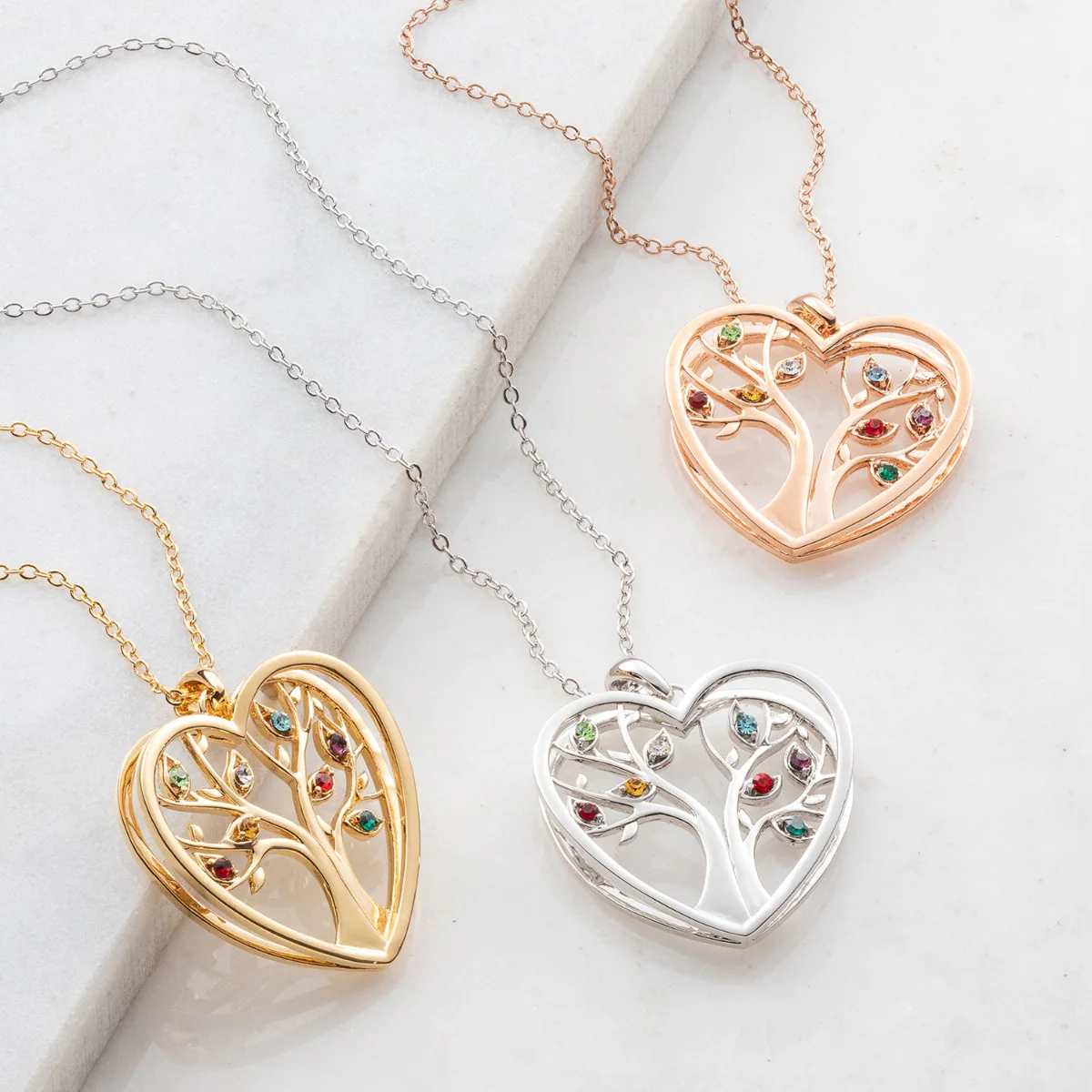 Personalized Birthstone Tree of Life Necklace- 14K Rose Gold Plated - Image 4