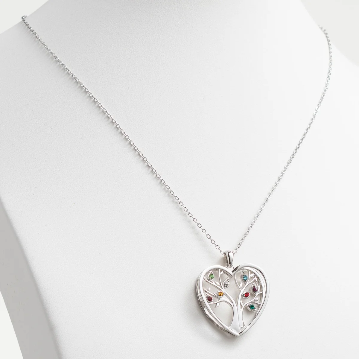 Personalized Birthstone Tree of Life Necklace- Silver Plated - Image 3