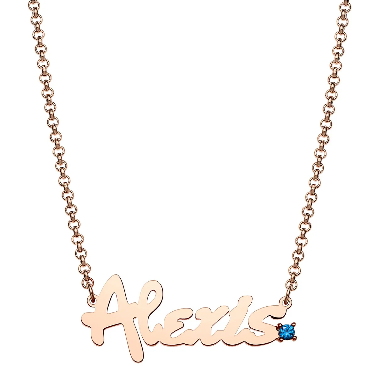 Personalized Bold Script Name with Birthstone Accent Necklace - Image 5