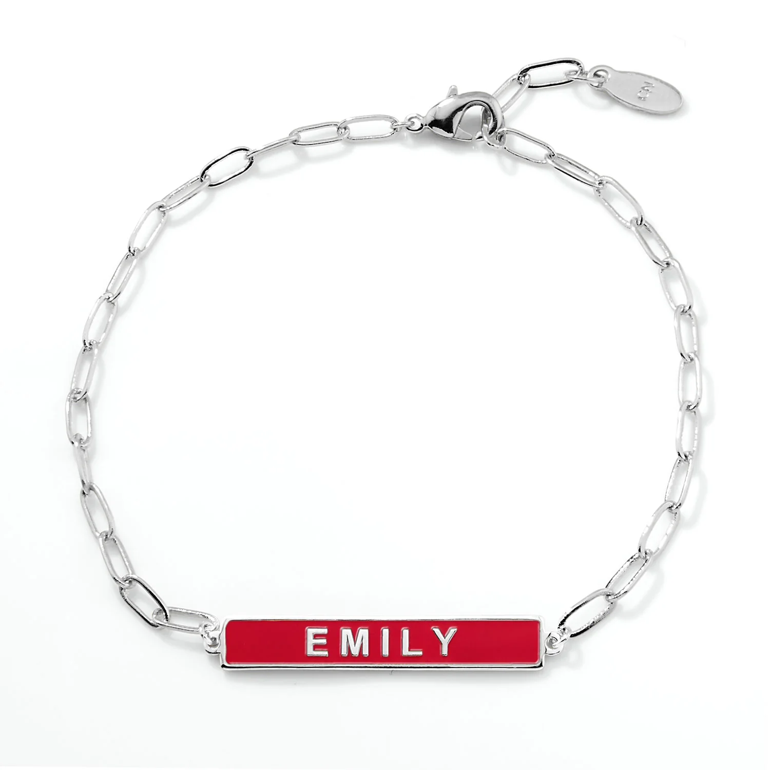 Personalized Enamel Bar Paperclip Chain Bracelet - Image 2