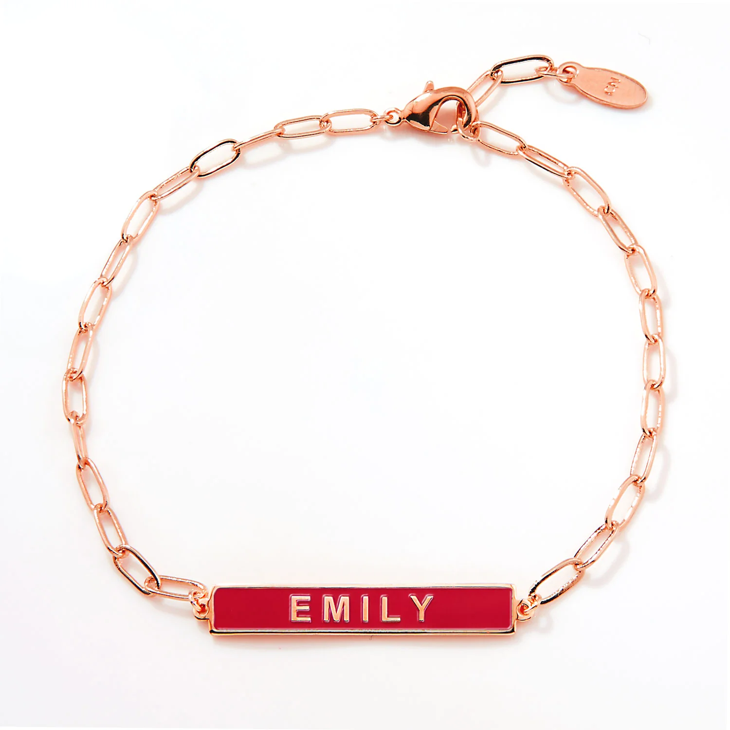 Personalized Enamel Bar Paperclip Chain Bracelet - Image 6