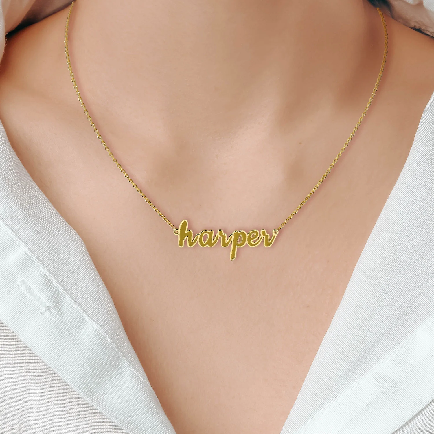 Personalized Enamel Lowercase Script Name Necklace - New Fall Colors - Image 3