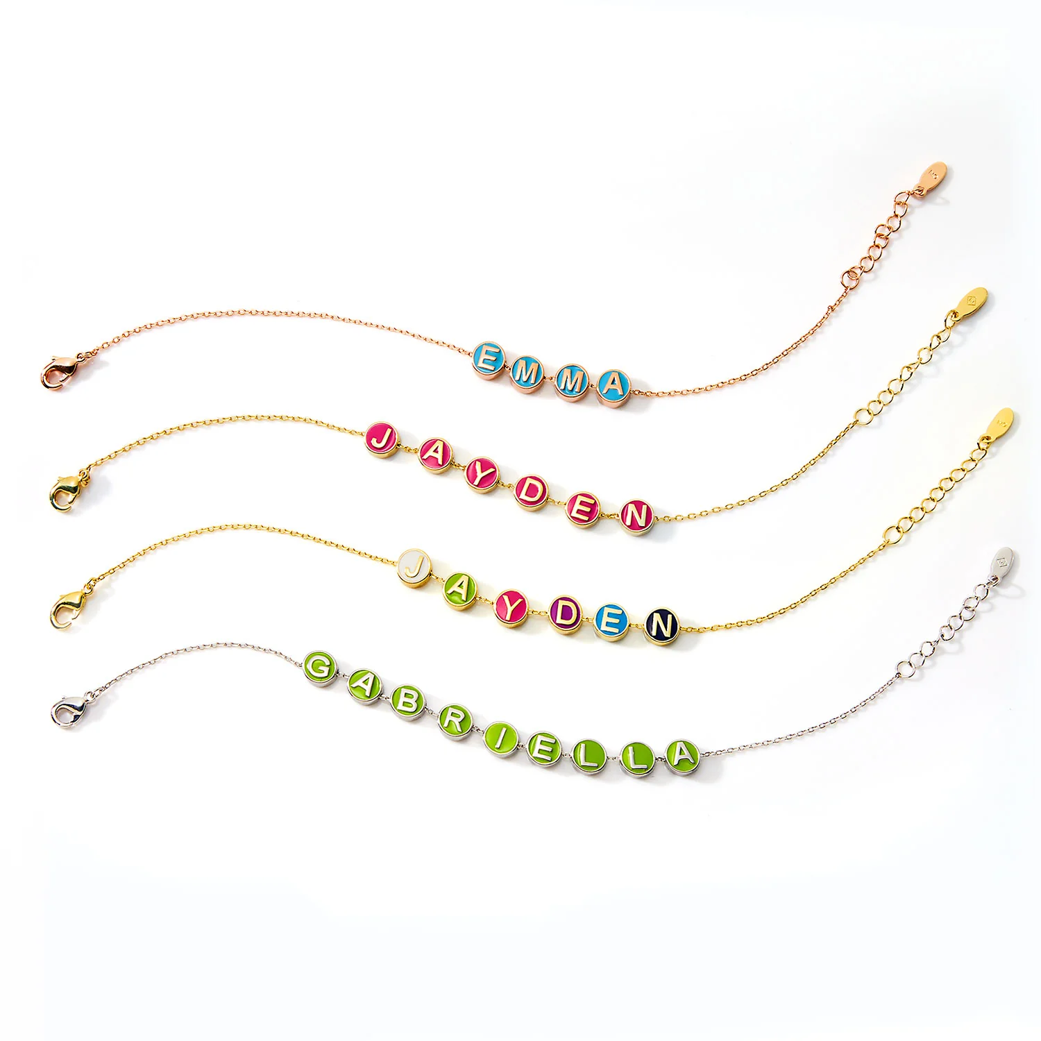 Personalized Enamel Slider Charm Name/ Initial Bracelet