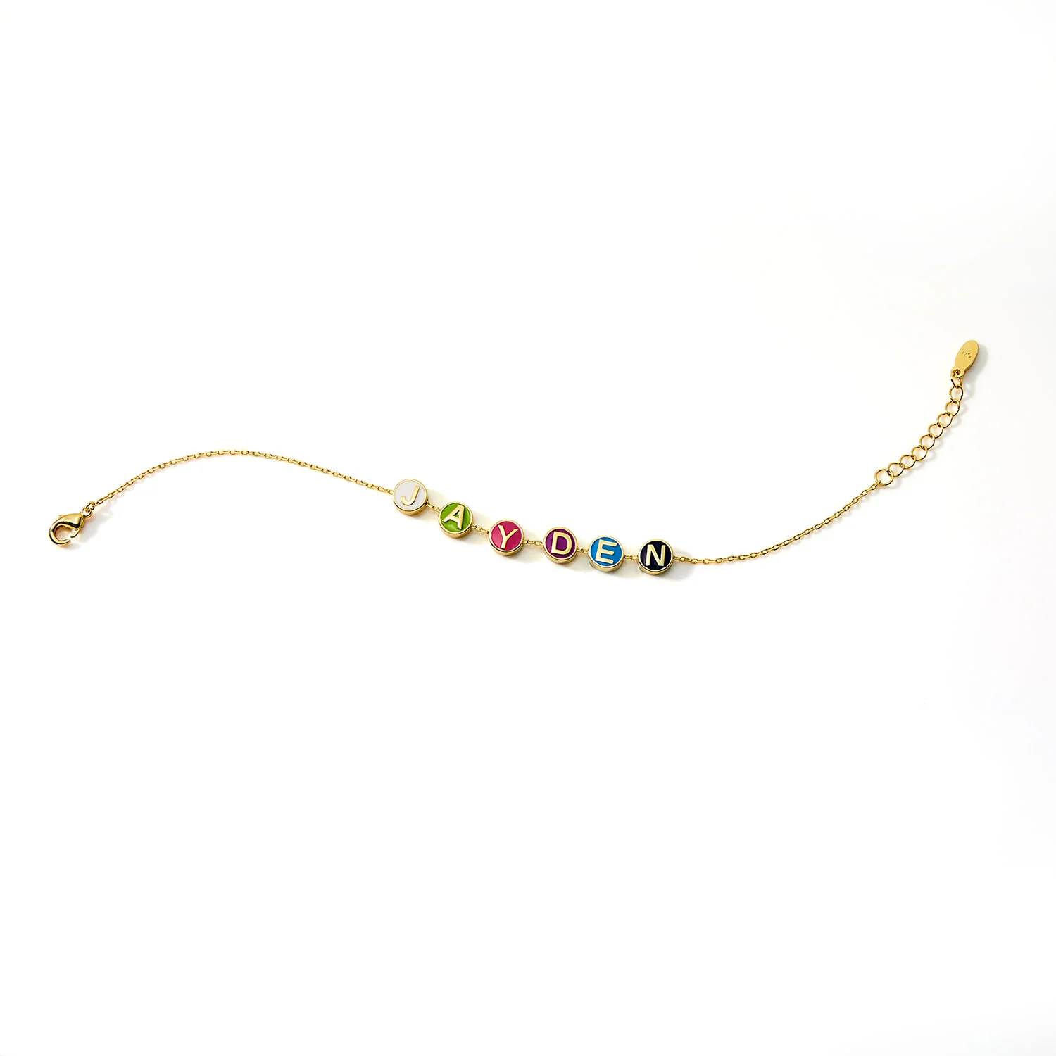 Personalized Enamel Slider Charm Name/ Initial Bracelet - Image 8