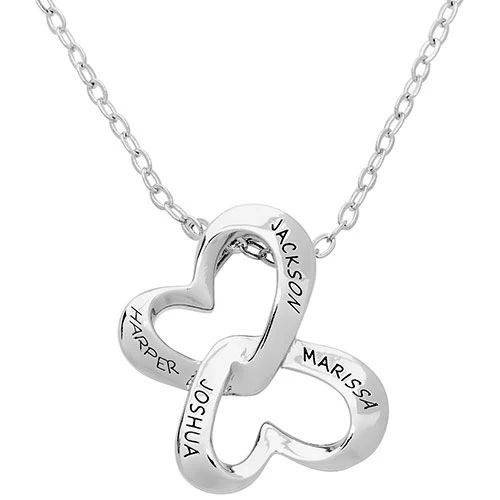 Personalized Engraved Double Heart Butterfly Necklace - Image 2