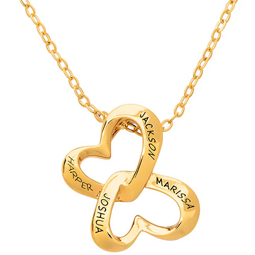 Personalized Engraved Double Heart Butterfly Necklace - Image 4