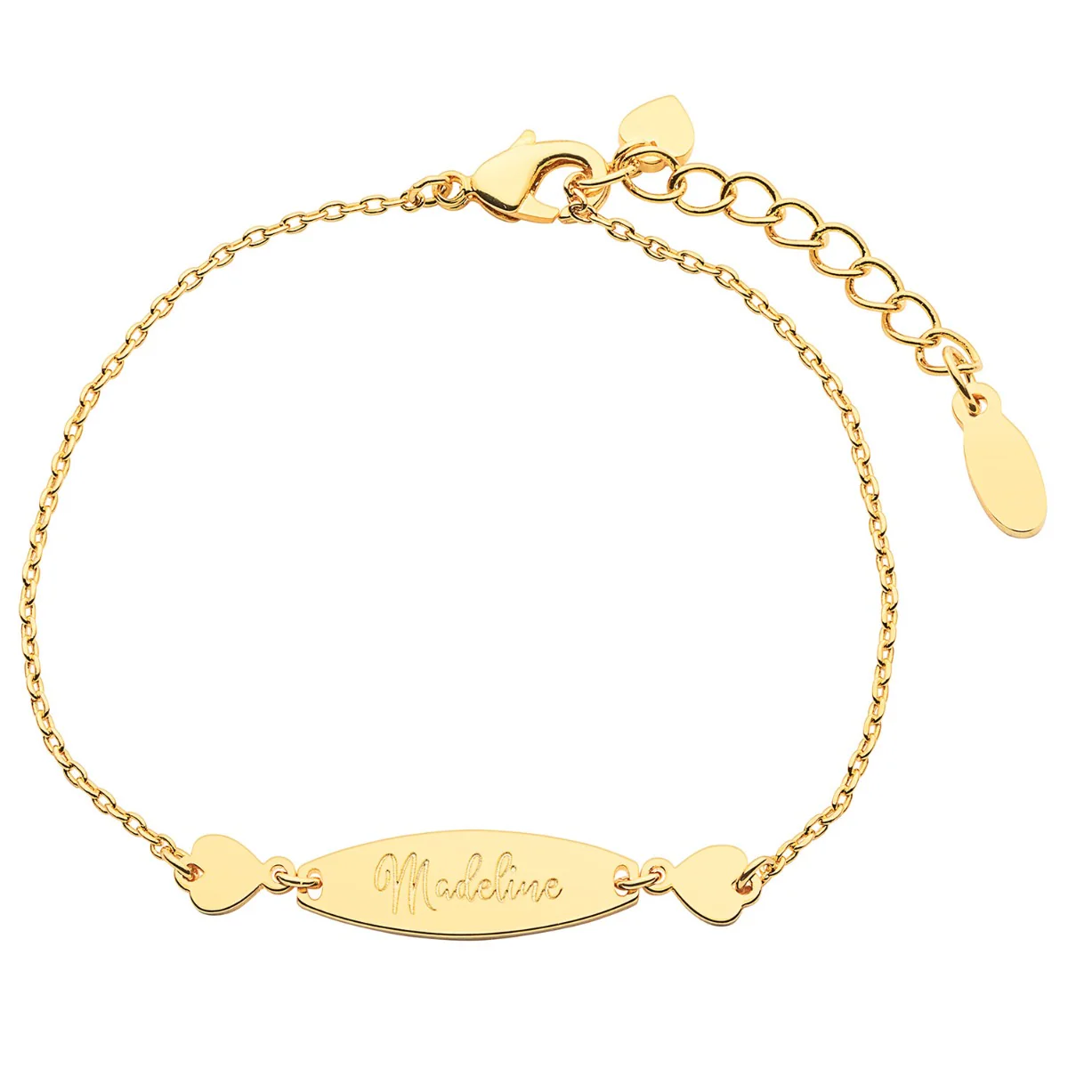 Personalized Engraved Name Mini Oval with Hearts ID Bracelet - Image 4