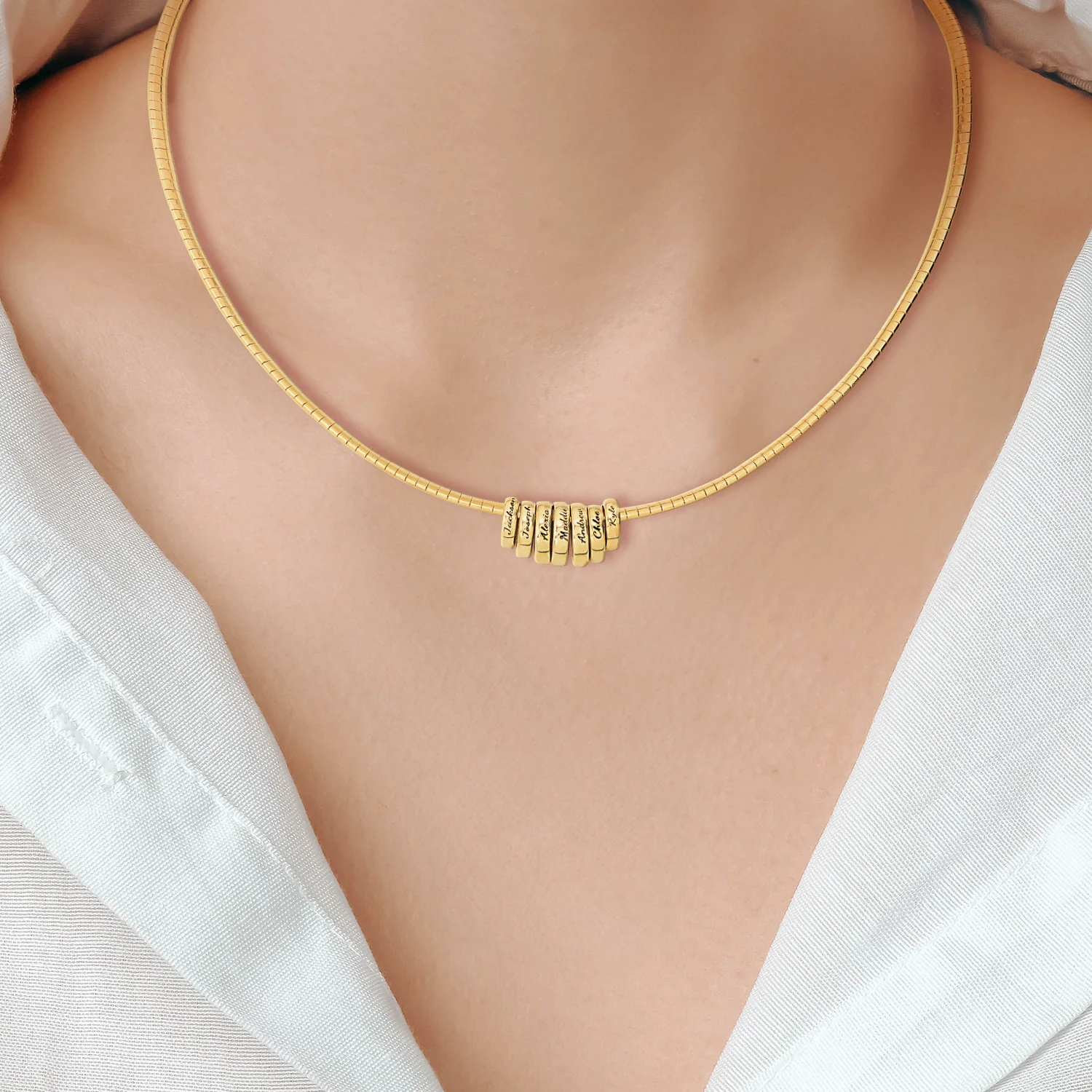 Personalized Engraved Slider Charms Omega Chain Necklace - Image 6
