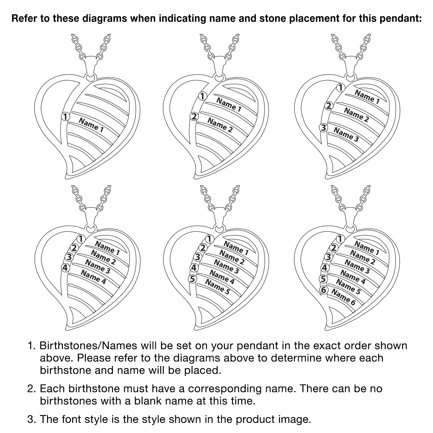 Personalized Family Birthstone and Names Heart Necklace - Image 5
