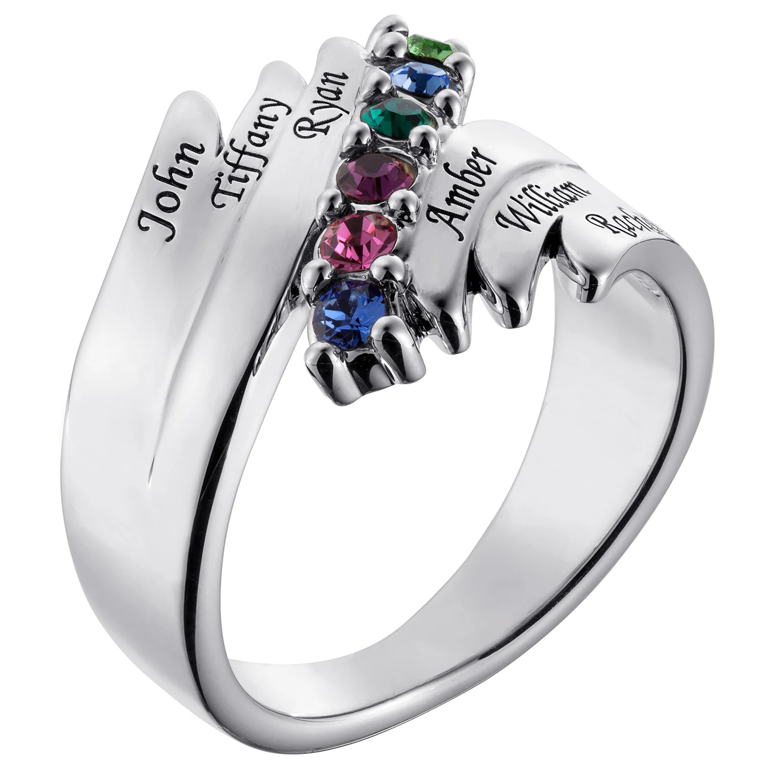 Personalized Family Name and Birthstone Ring - Image 2