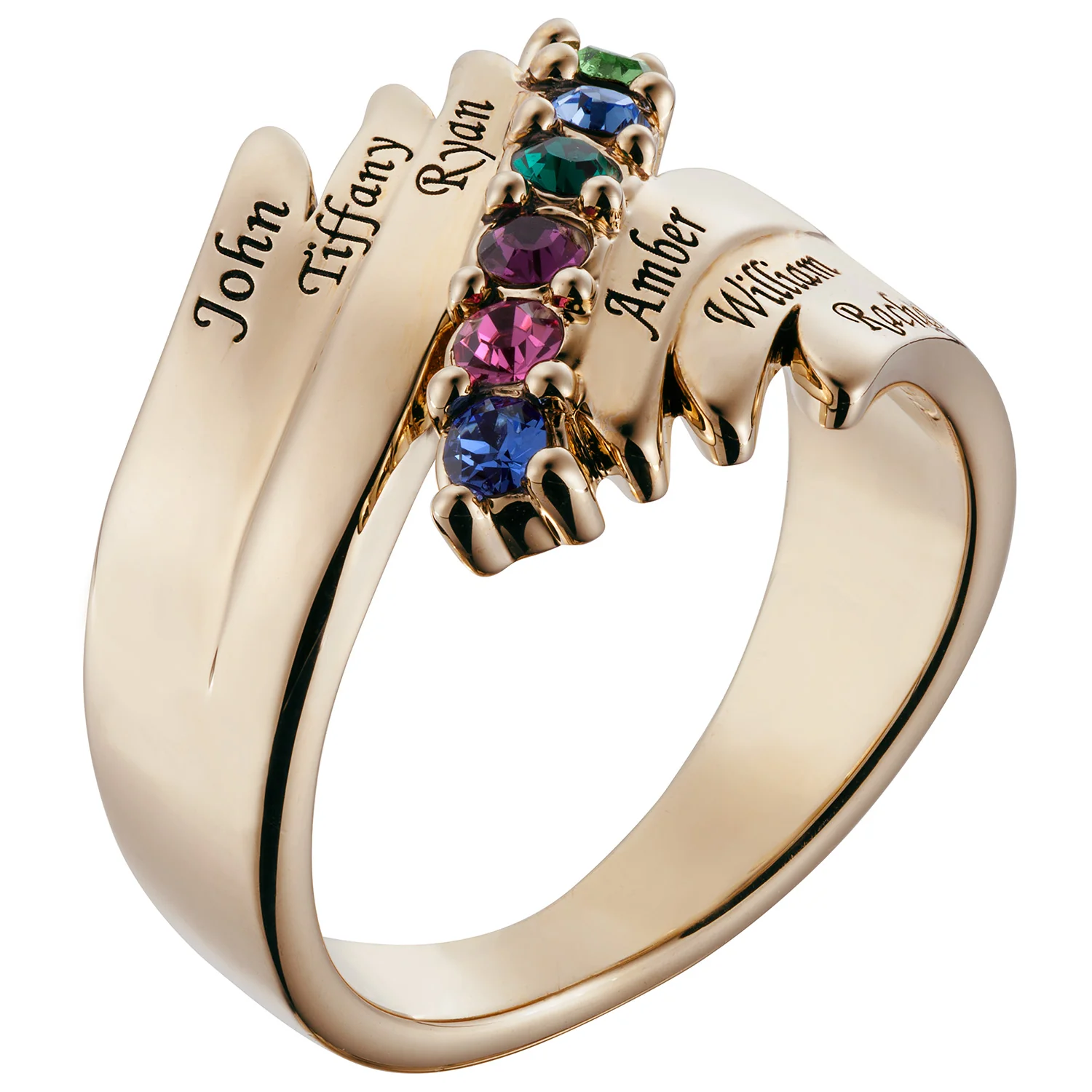 Personalized Family Name and Birthstone Ring - Image 2