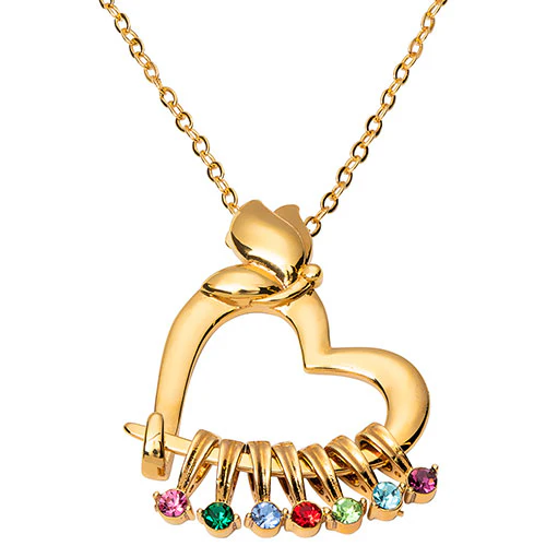 Personalized Heart with Butterfly Slider Charm Necklace - Image 3