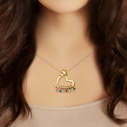 Personalized Heart with Butterfly Slider Charm Necklace - Image 4