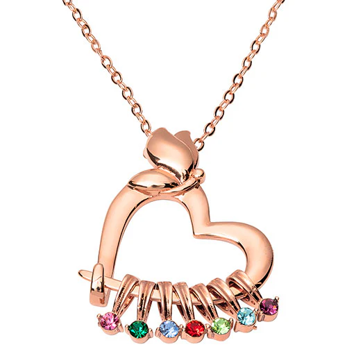 Personalized Heart with Butterfly Slider Charm Necklace - Image 5
