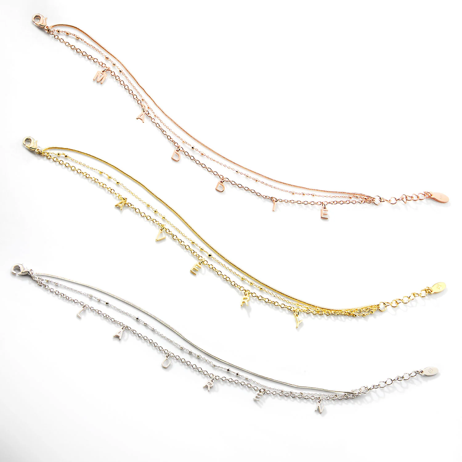 Personalized Multichain Dainty Name Bracelet