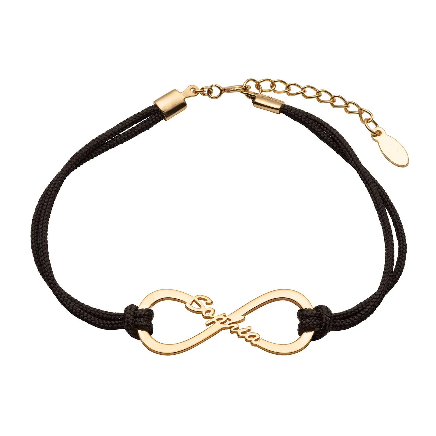 Personalized Name Infinity with Black Cord Bracelet - Image 3