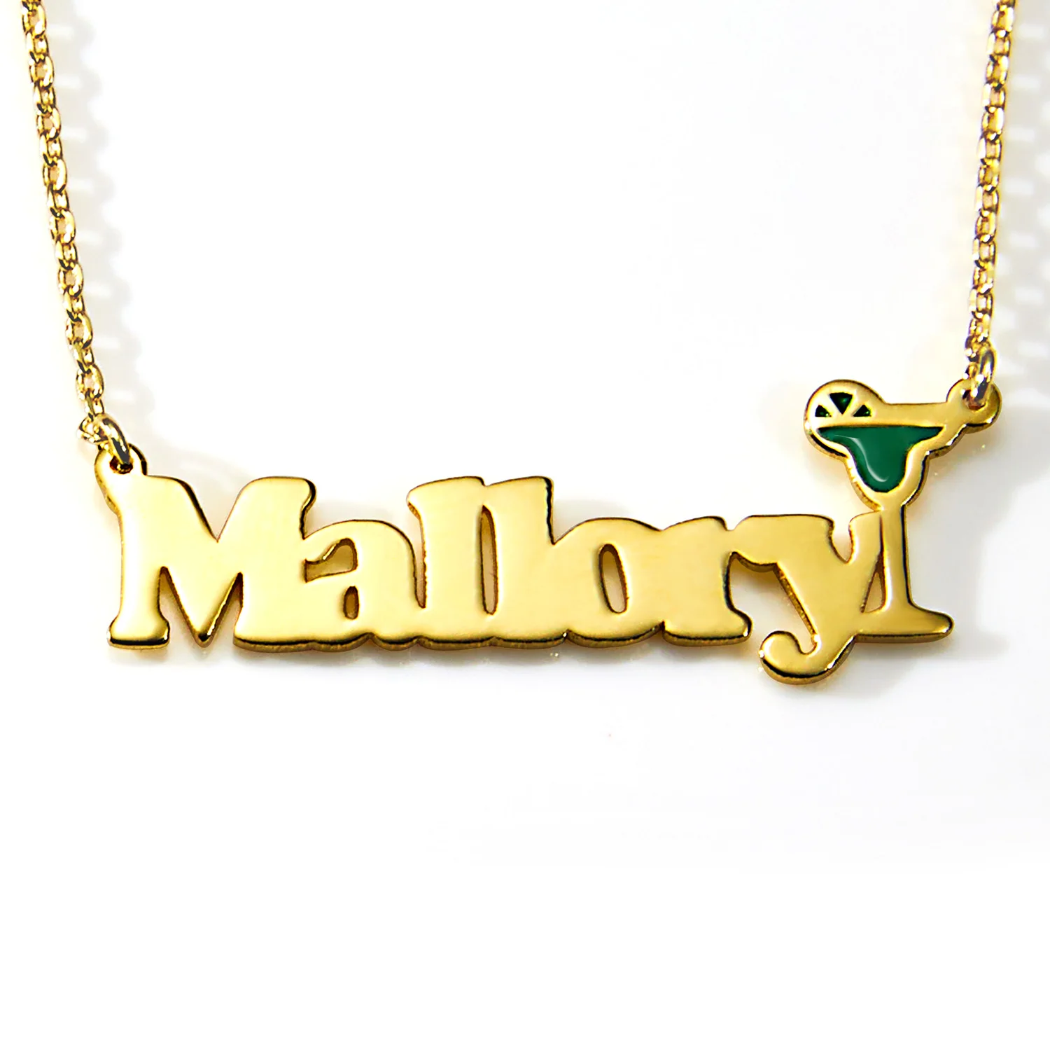 Personalized Name Necklace with Enamel Margarita Accent - Image 4