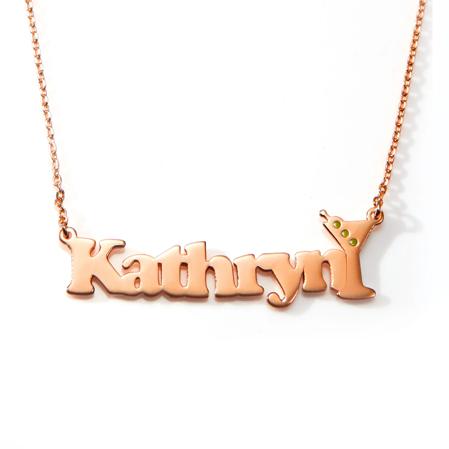 Personalized Name Necklace with Enamel Martini Accent - Image 5
