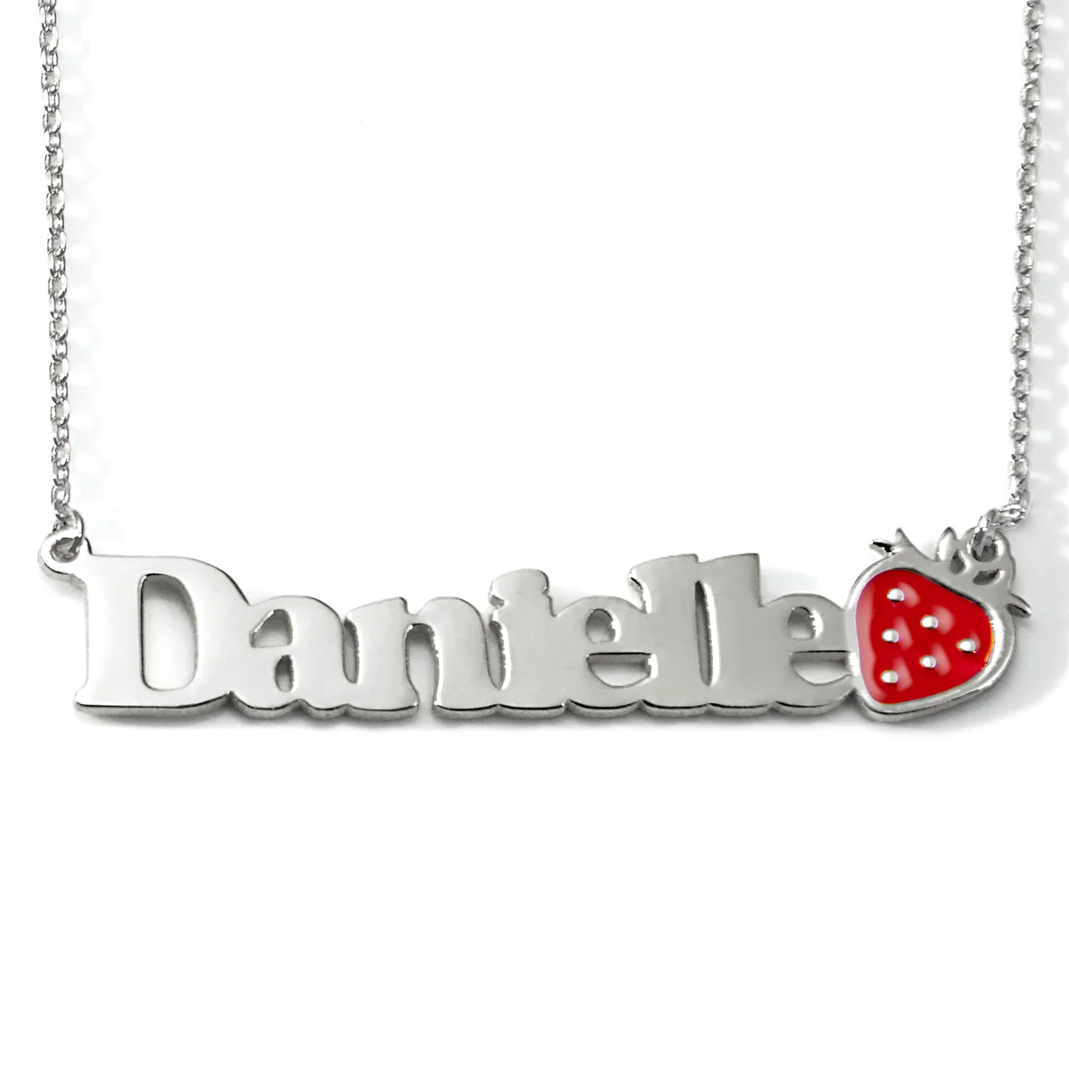 Personalized Name Necklace with Enamel Strawberry Accent - Image 3