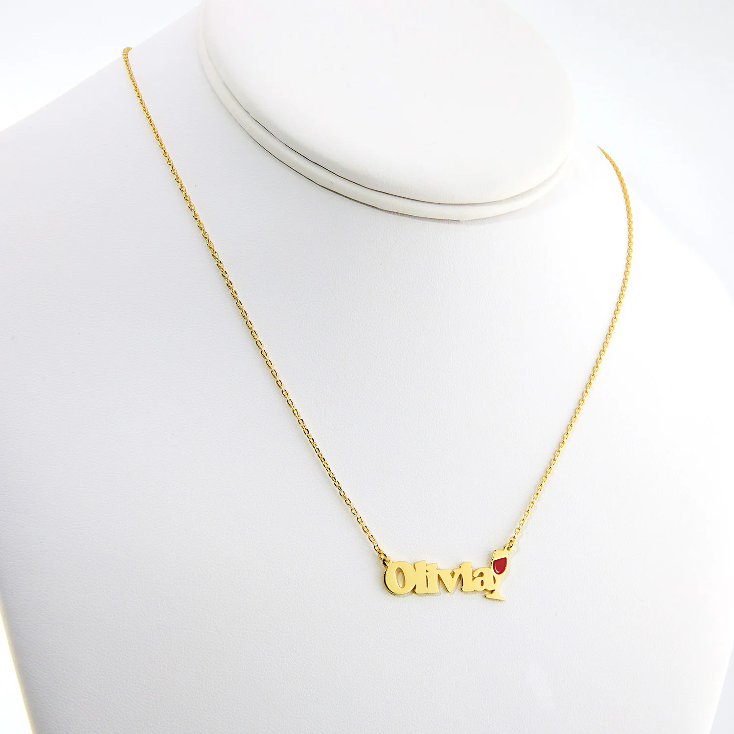 Personalized Name Necklace with Enamel Wine Glass Accent - Image 6