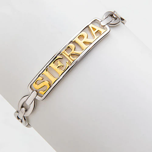 Personalized Plaque Name Frozen Paperclip Chain Cuff Bracelet - Image 4