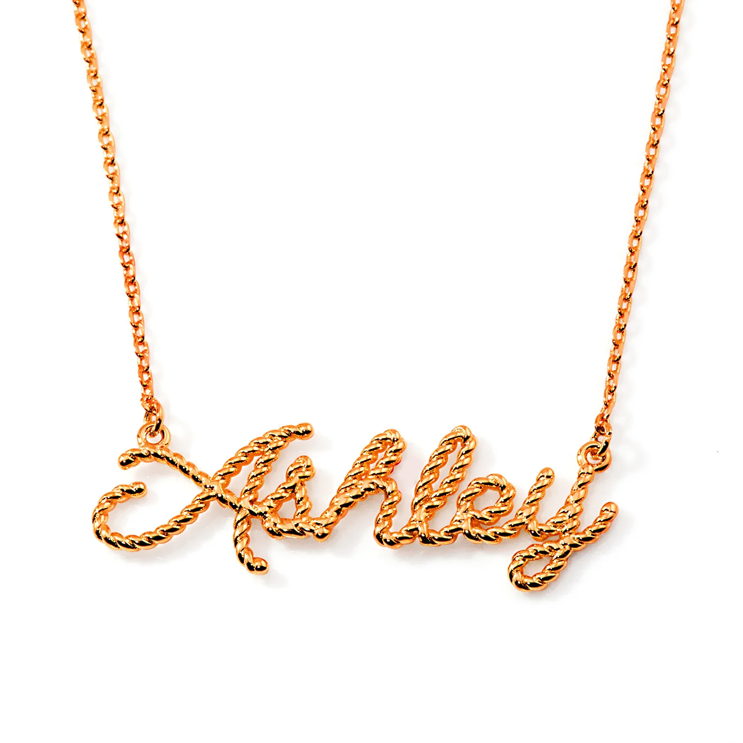 Personalized Roped Script Name Plaque Necklace - Image 4