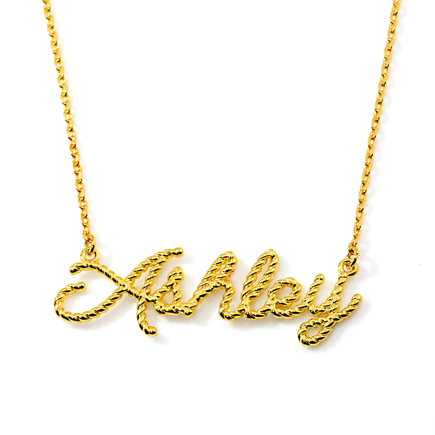 Personalized Roped Script Name Plaque Necklace - Image 5