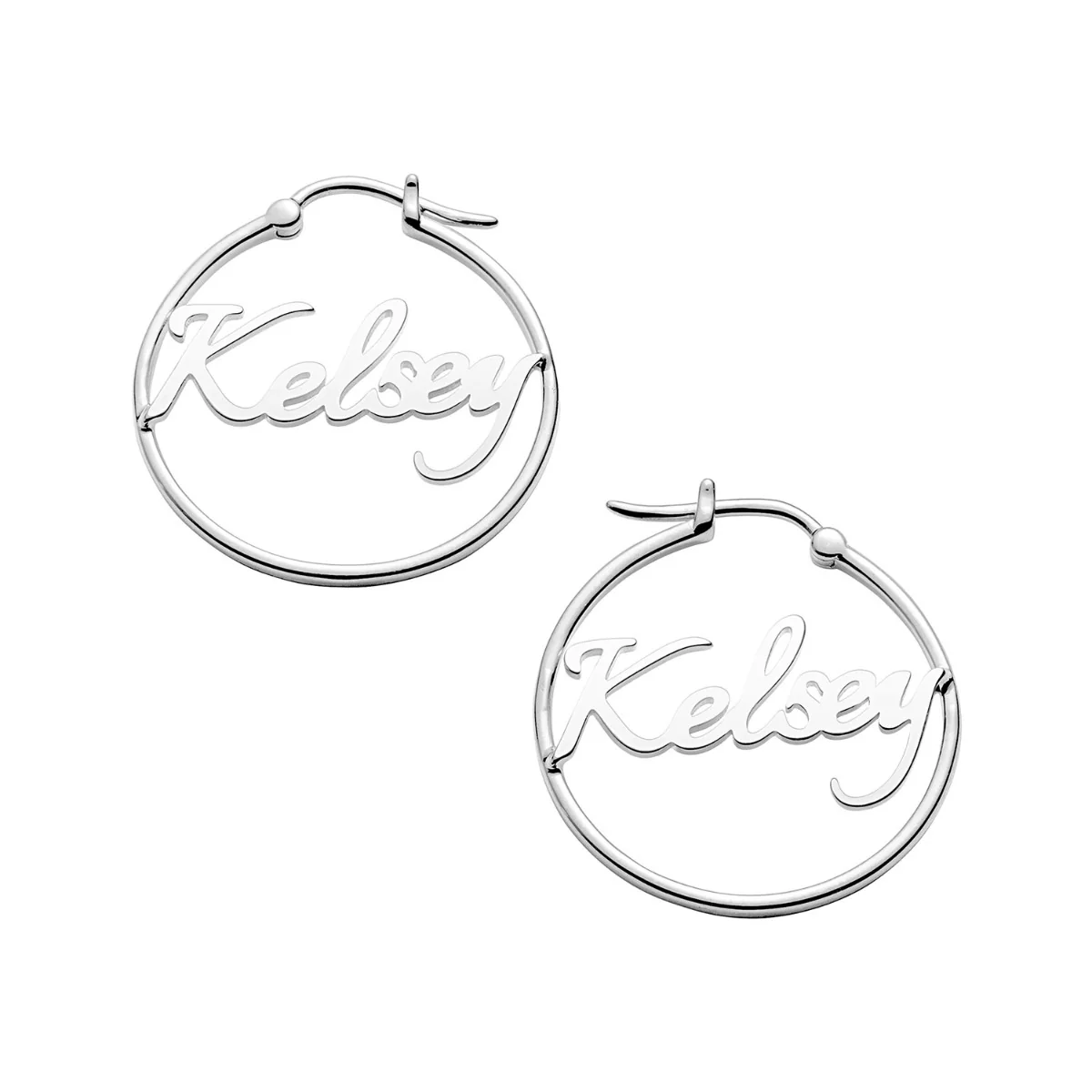 Personalized Script Name Small Hoop Earrings - Image 3
