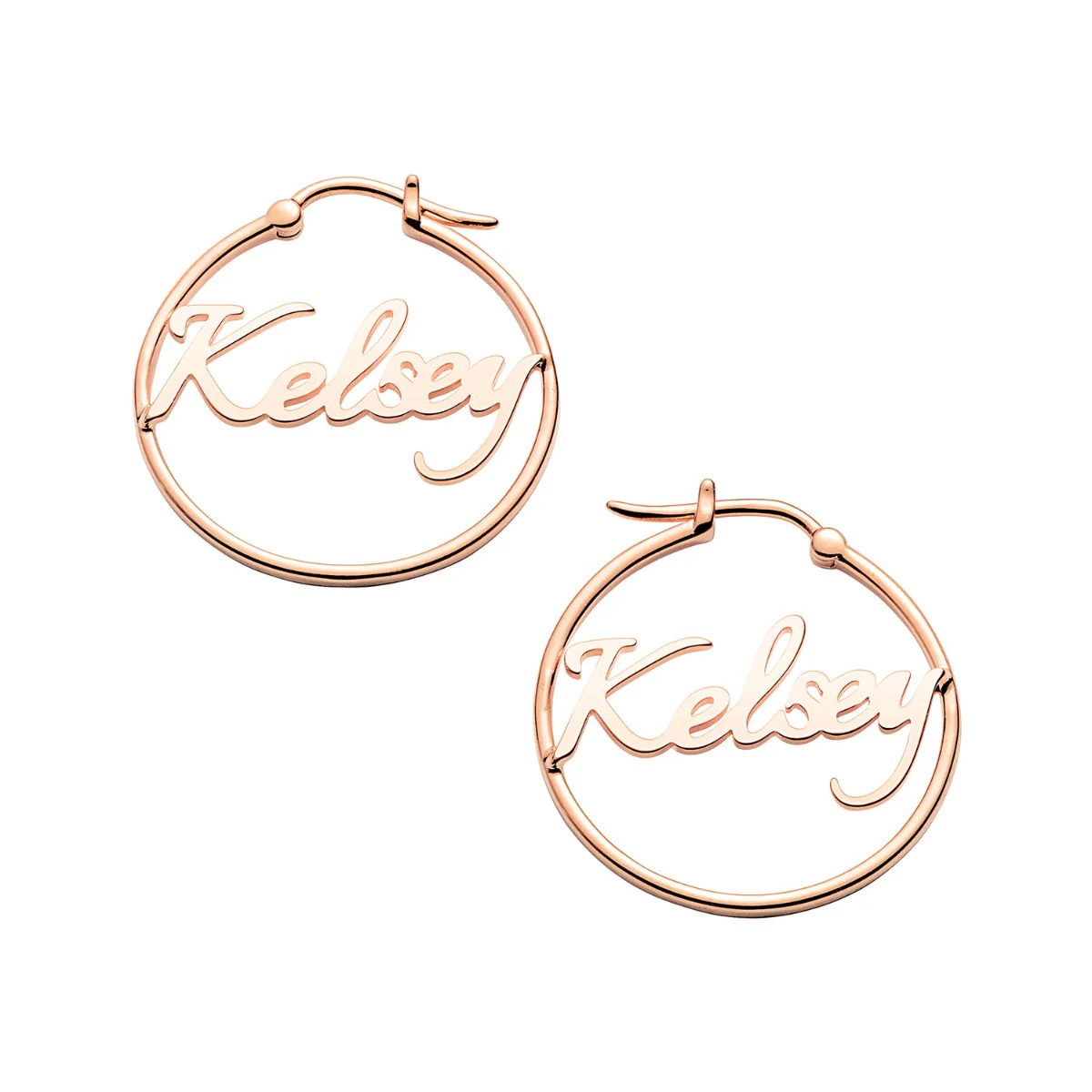 Personalized Script Name Small Hoop Earrings - Image 9