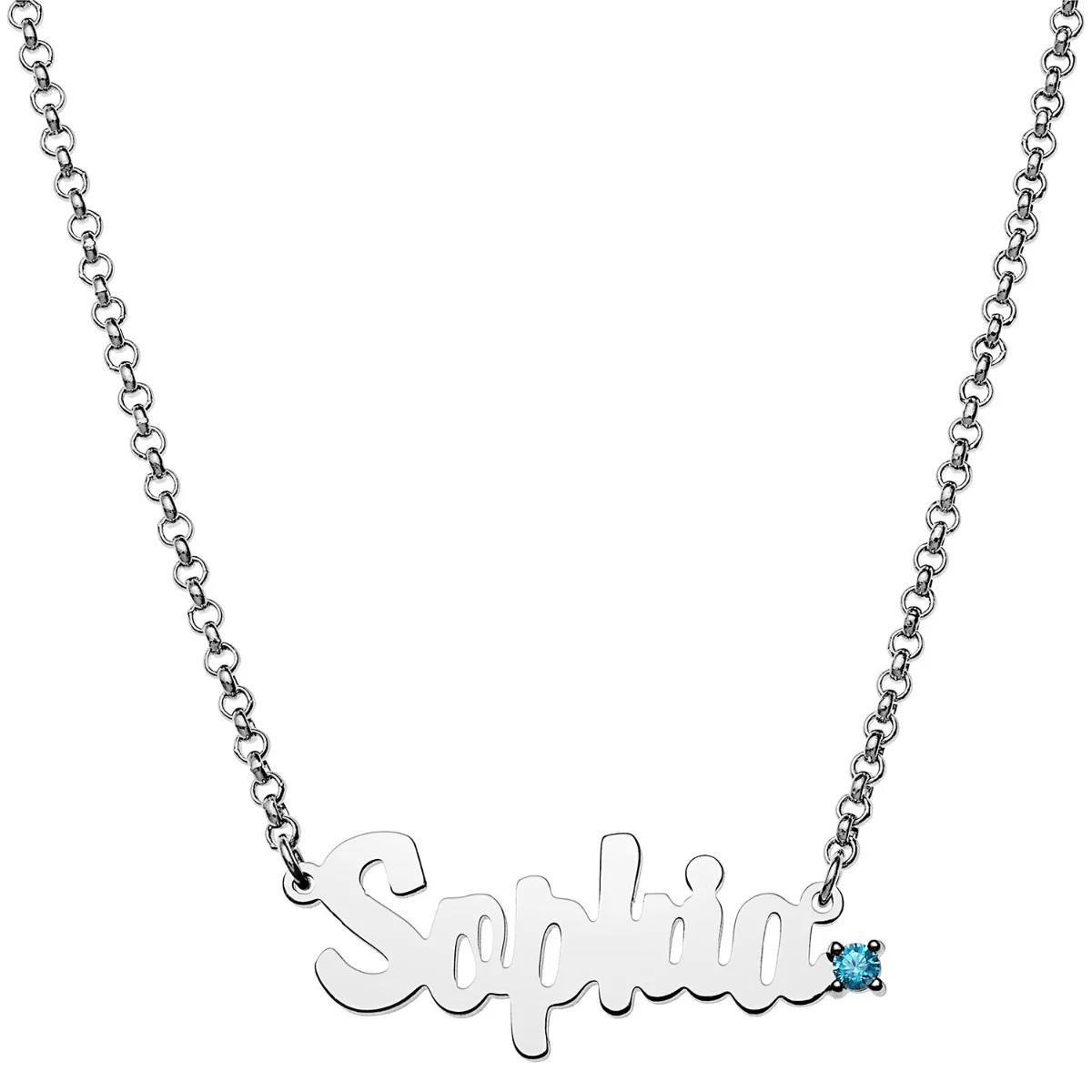 Personalized Script Name with Birthstone Accent Necklace - Image 2