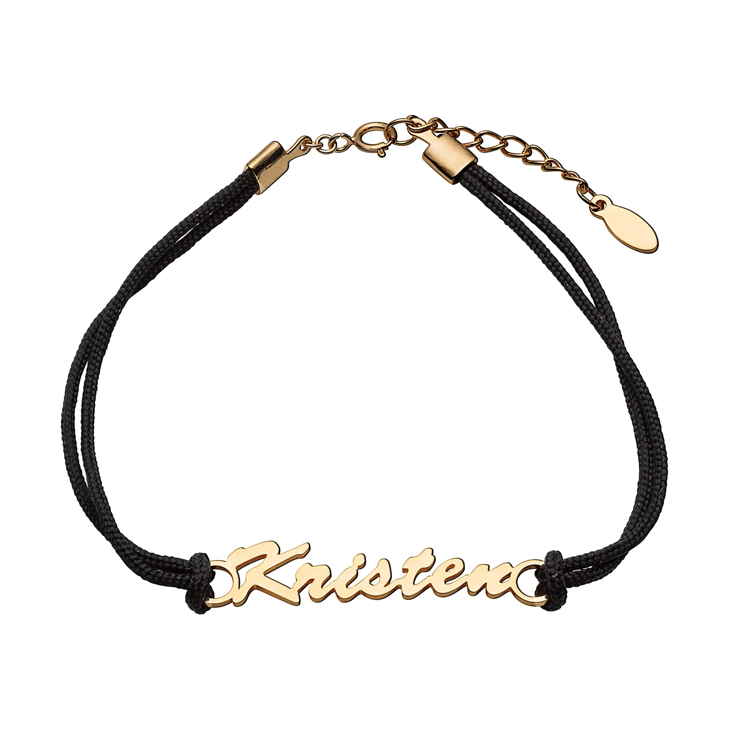 Personalized Script Name with Black Cord Bracelet - Image 3