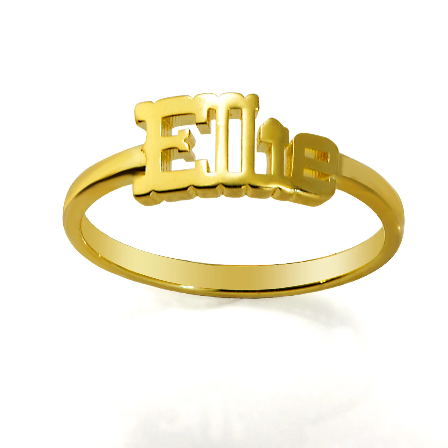 Personalized Western Font Name Plaque Ring - Gold Plated - Image 3