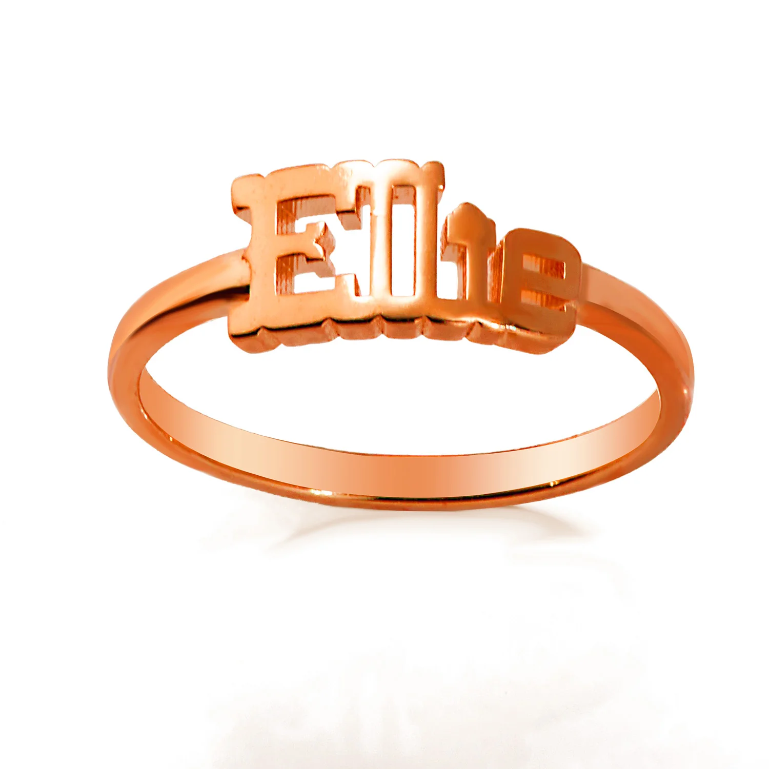 Personalized Western Font Name Plaque Ring - Rose Gold Plated - Image 3