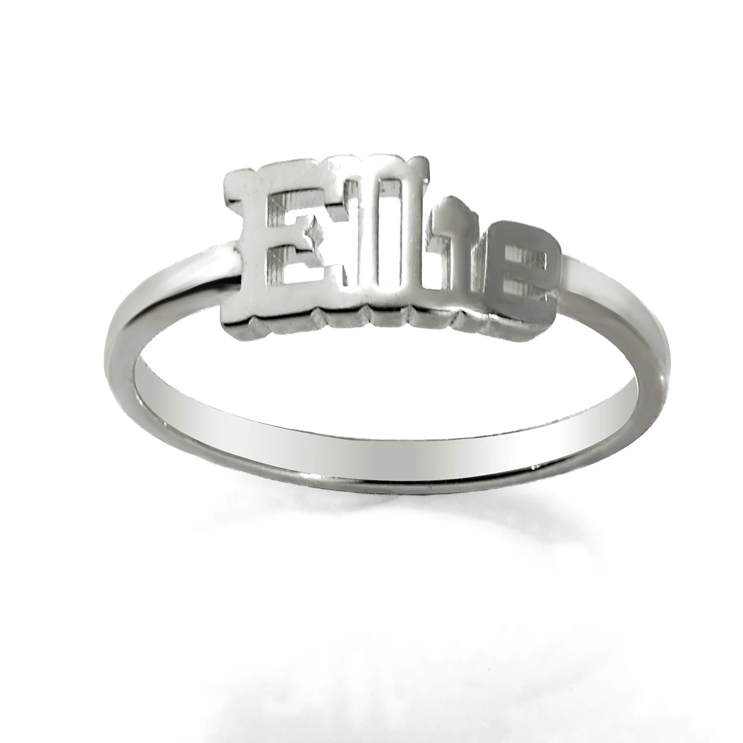 Personalized Western Font Name Plaque Ring - Silver Plated - Image 3