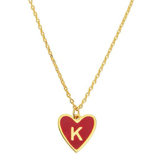 Petite Initial Heart with Enamel Necklace - Image 4