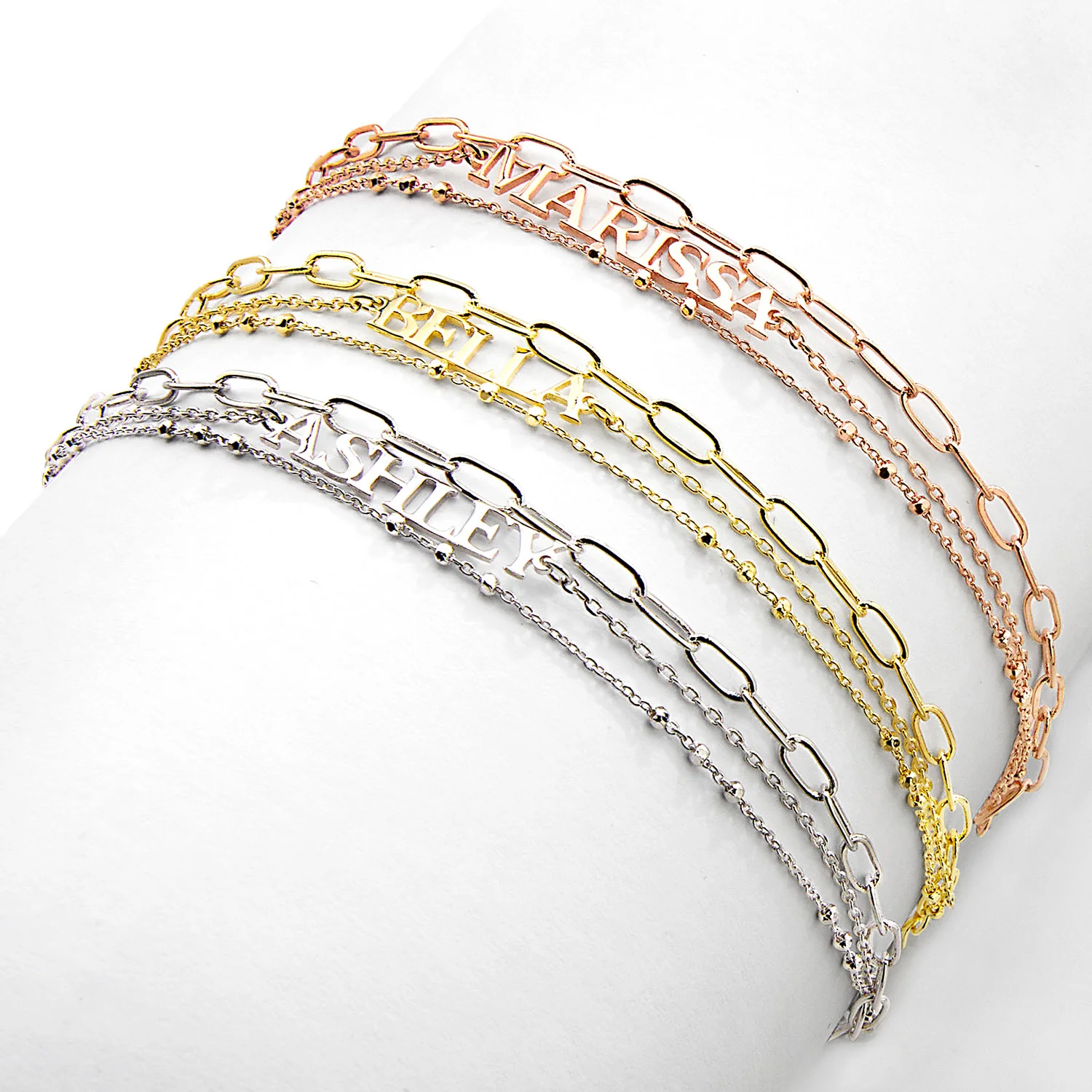 Petite Name Plaque Multichain Bracelet