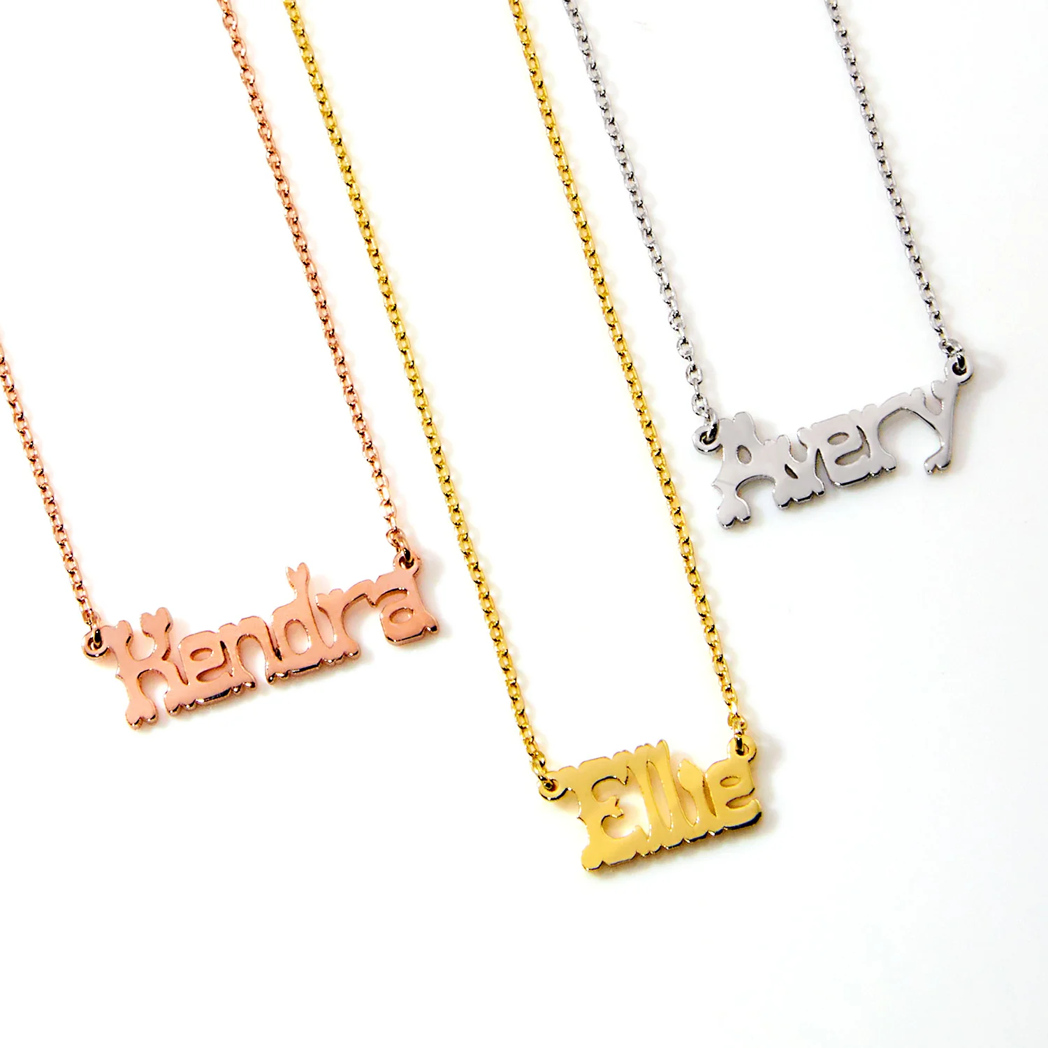 Petite Western Font Name Plaque Necklace