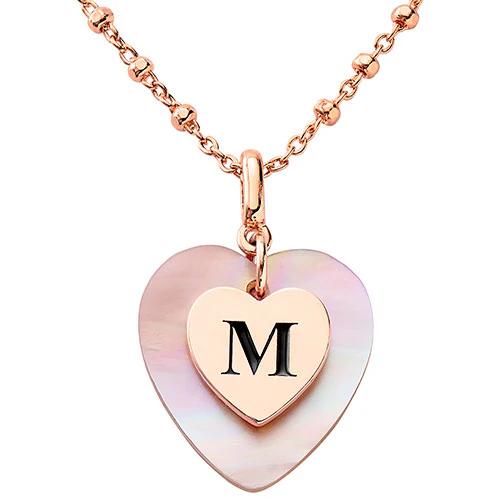 Pink Pearl Heart Initial Necklace - Image 6
