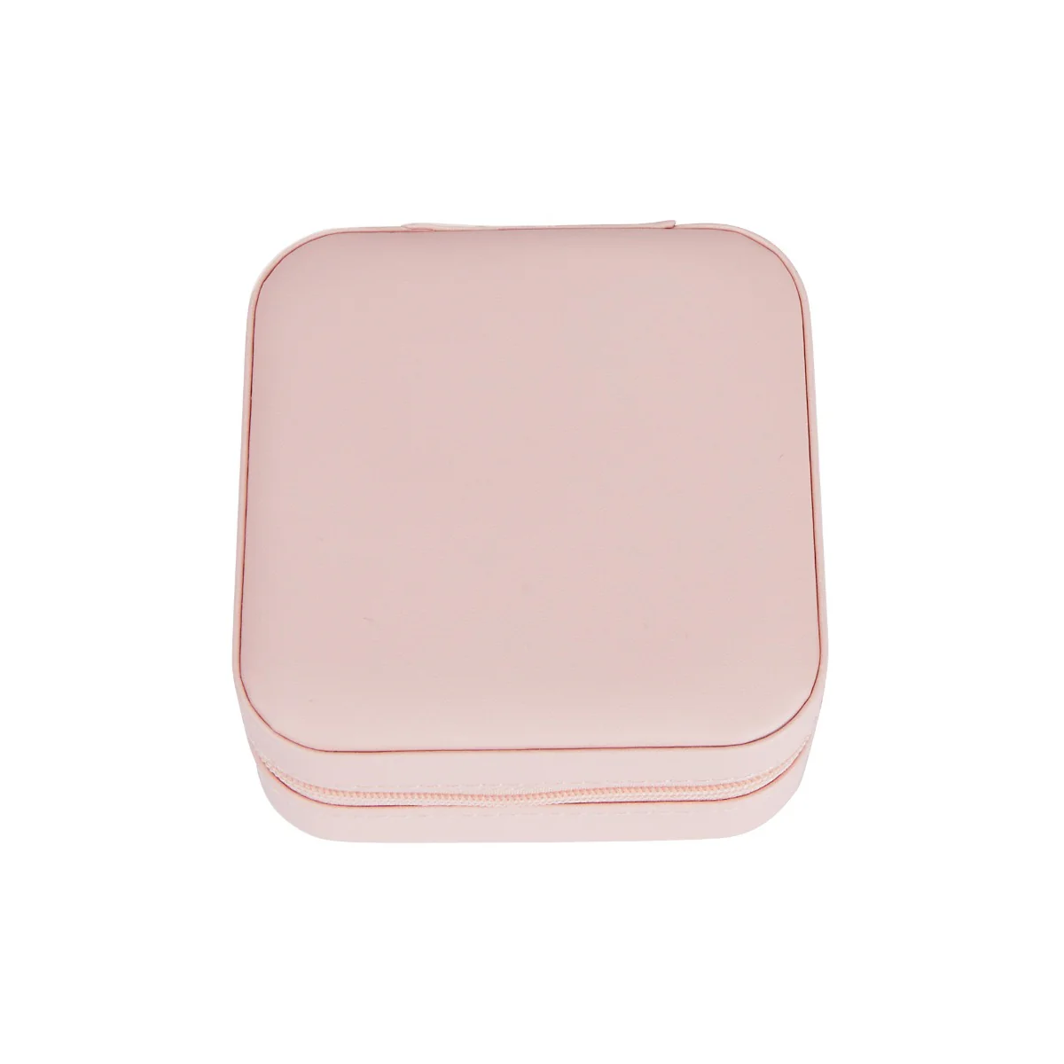 Pink Zip Travel Jewelry Case with Gold Tone Script - Image 3