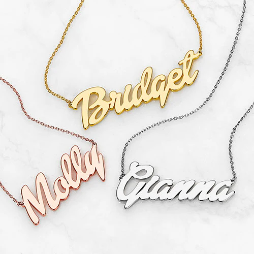 Plated Medium Bold Script Name Necklace