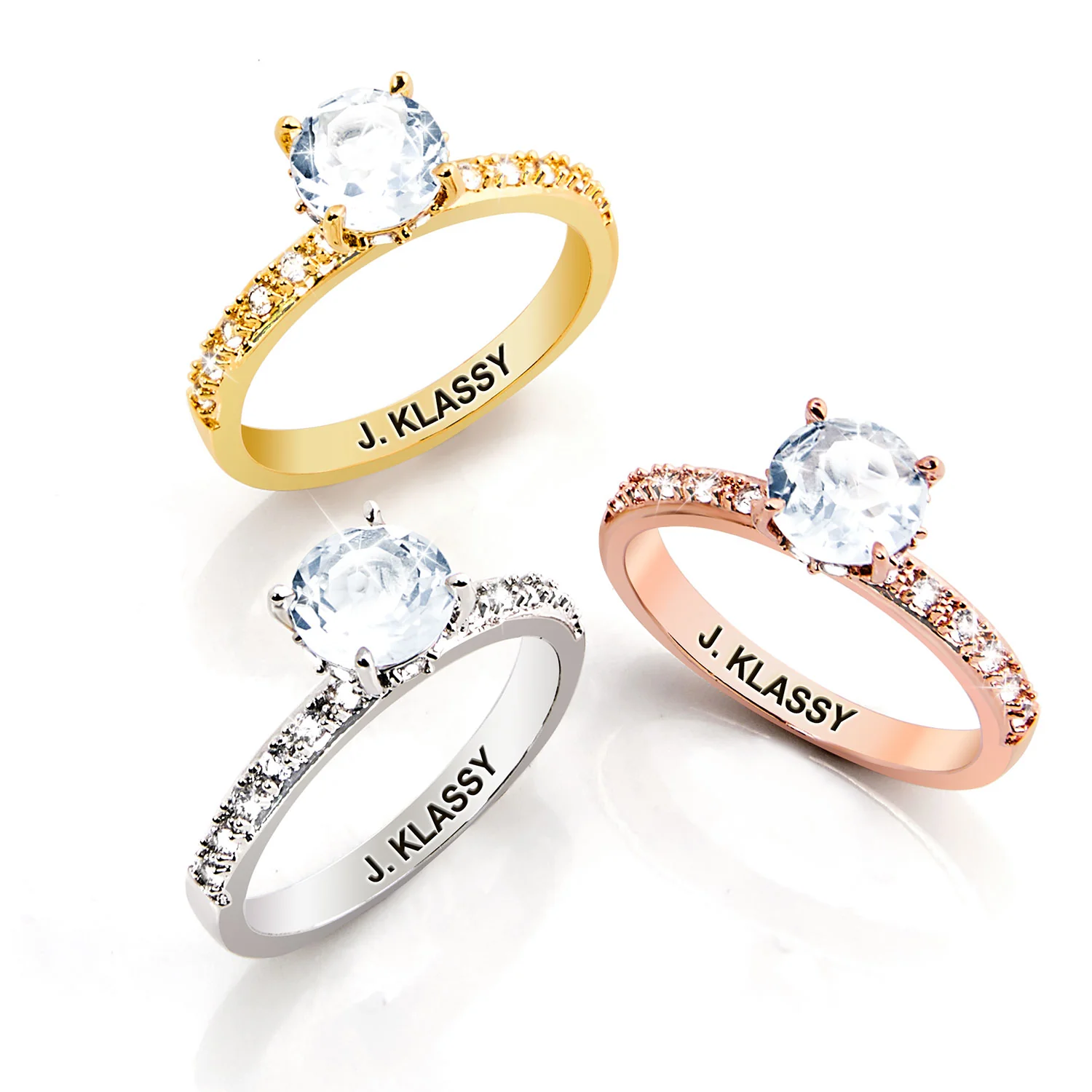 Platinum over Sterling Round White Topaz Pave Band Engagement Ring - Image 6